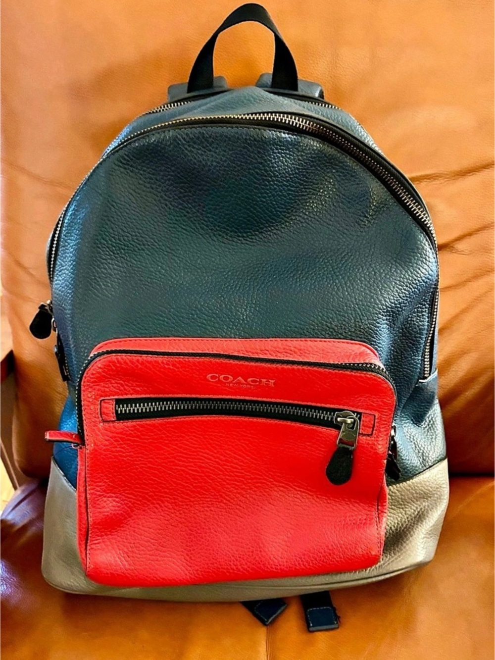 Coach West Backpack Color Block Blue & Red